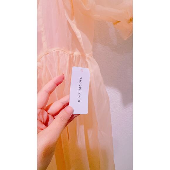 selkie evening sand silk sheer delight ruffle gown M - Picture 7 of 9